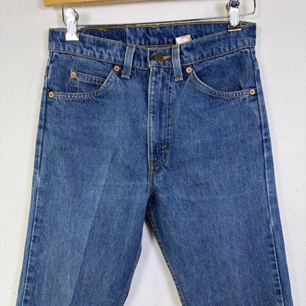 Vintage Levis 505 Orange Tab Jeans Mens Fits 29x28 Made In USA 90s Hemmed